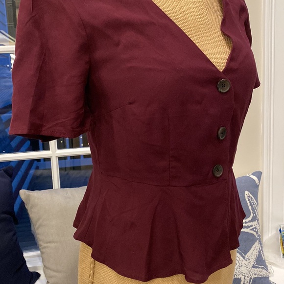 Forever 21 Peplum Deep Purple Button Blouse - Picture 3 of 10